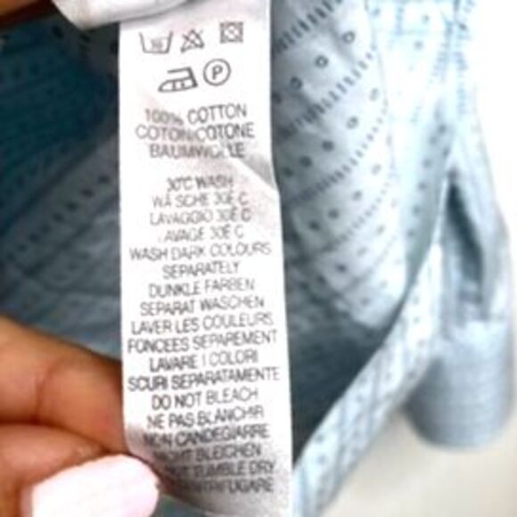 PS Paul Smith Mens Button Front Shirt Blue Gray Geometric Flip Cuff Cotton 15.5 - Picture 12 of 12